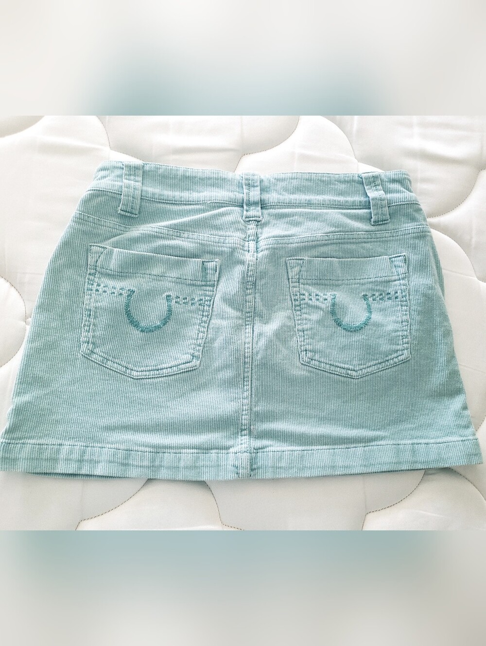 Vintage Mint Corduroy Mini Skirt Teal Blue Green